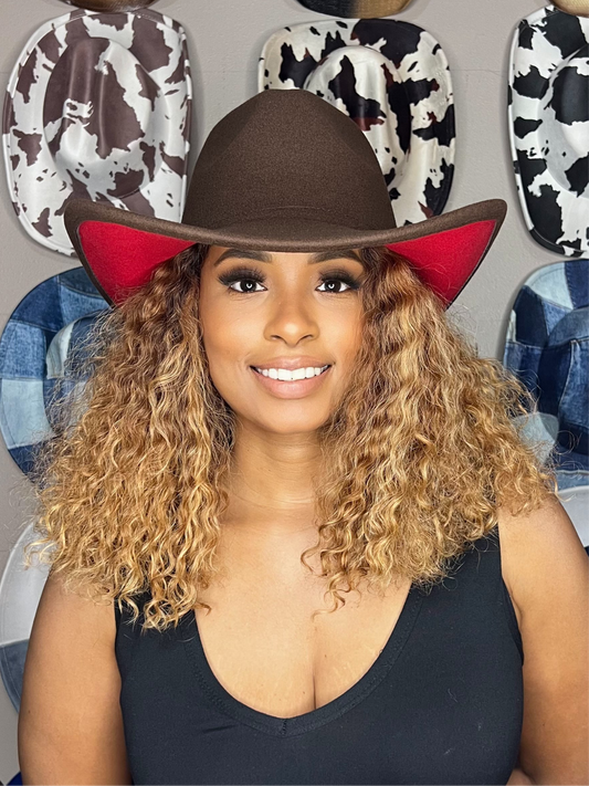Red Bottom Cowboy Style Hat Unisex 60cm XL and 58cm M/L