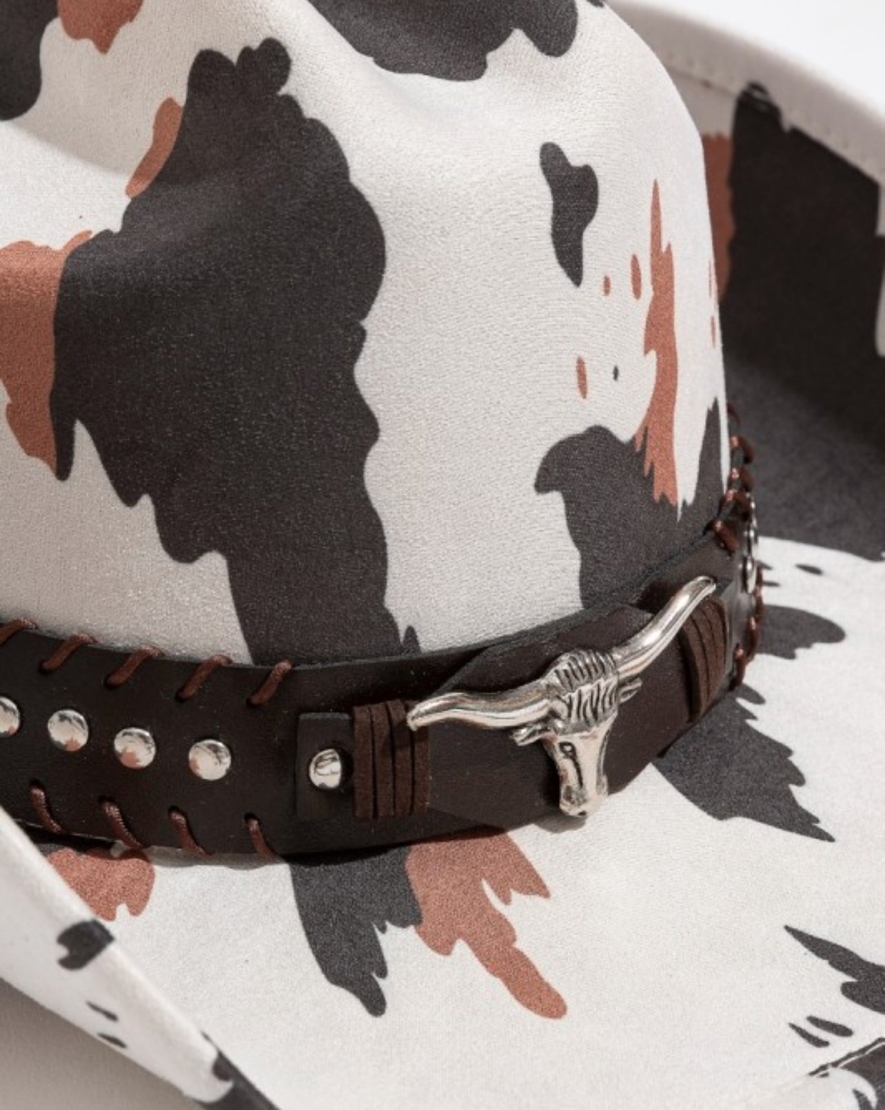 Western Bull Head Strap Cow Print Cowboy Hat