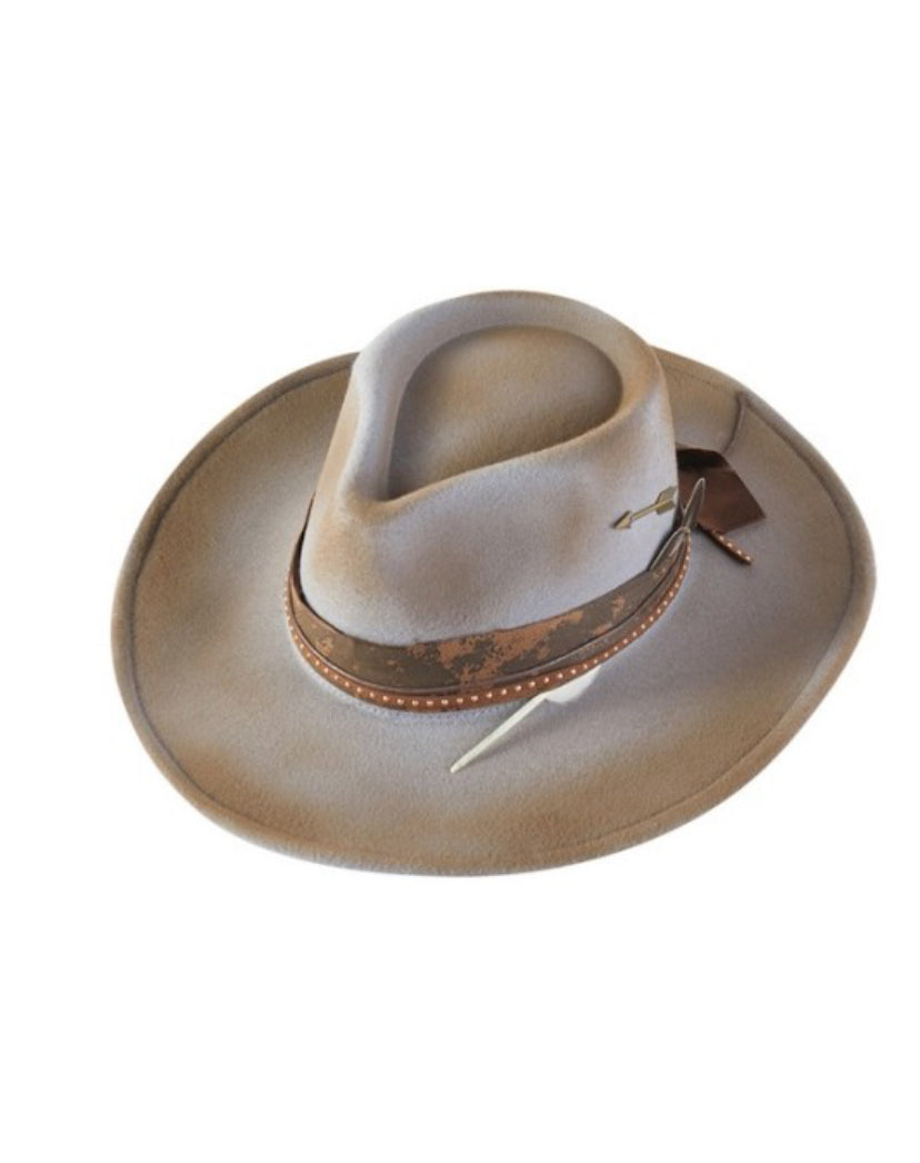 Grey Vintage Versatile Shapeable Cowgirl & Fedora Hat