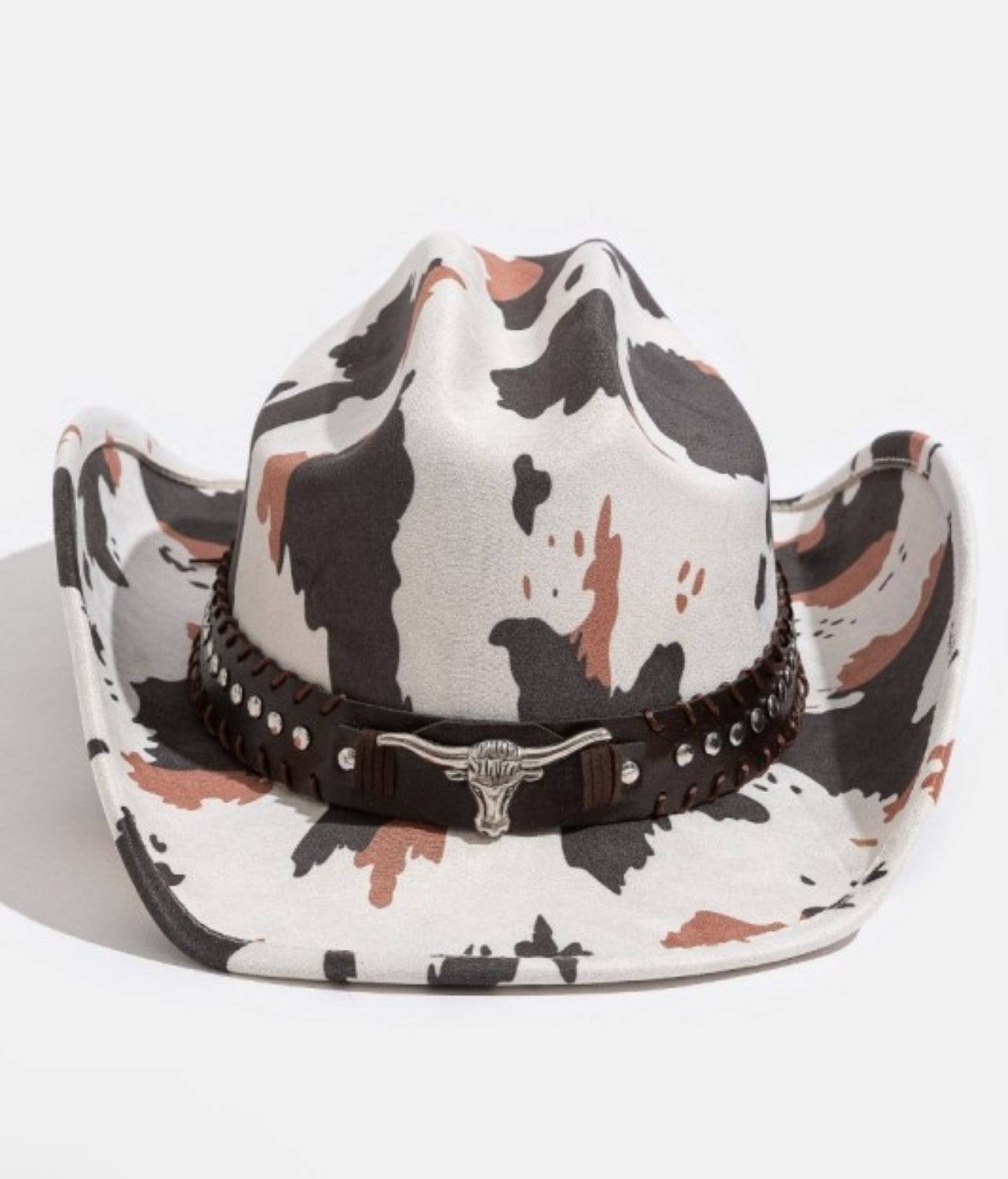 Western Bull Head Strap Cow Print Cowboy Hat