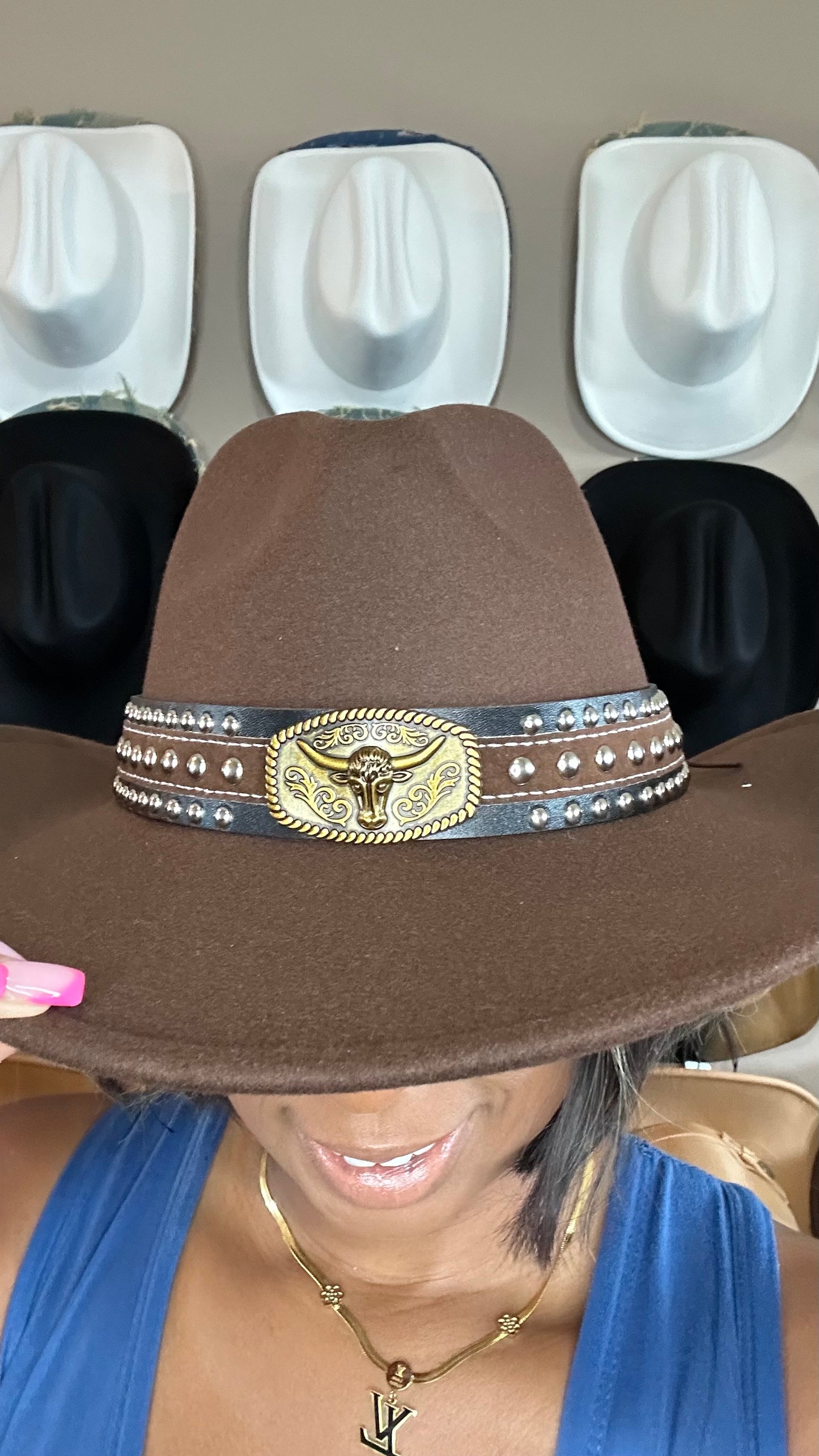 Hat ACCESSORY for Cowboy Style Fedoras with With Bull Emblem