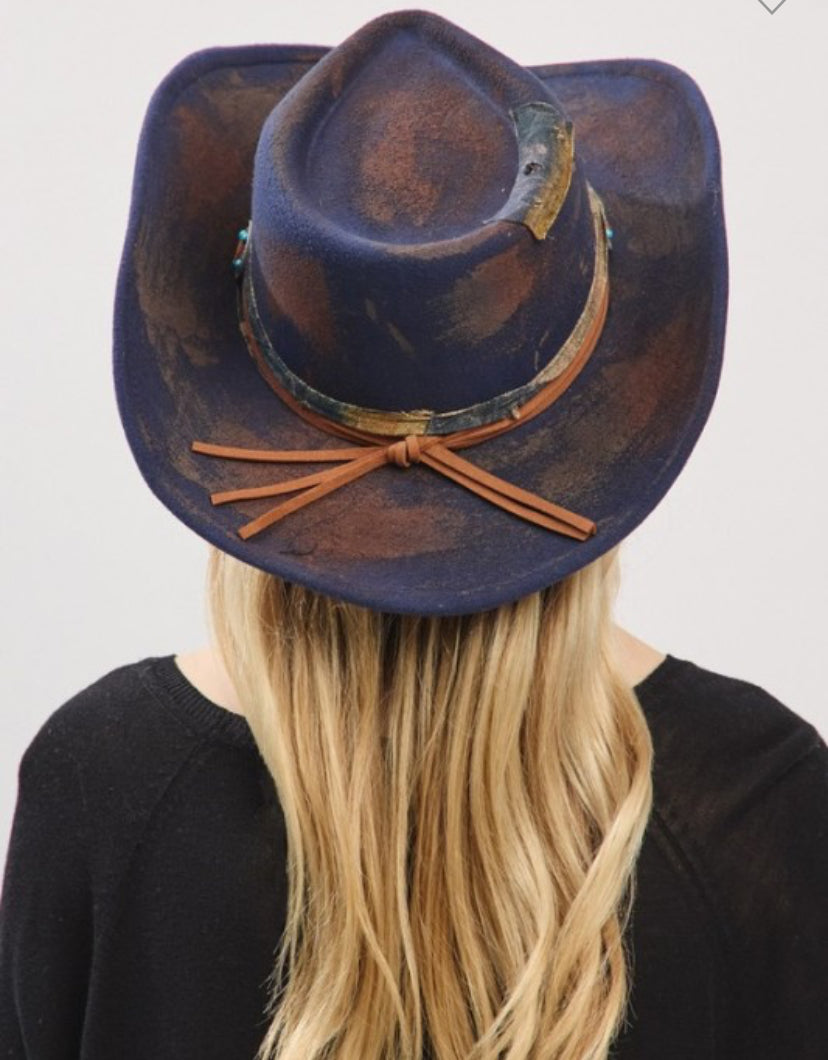 Blue Vintage Versatile Shapeable Cowgirl & Fedora Hat
