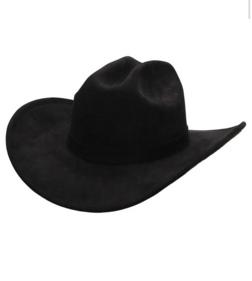 Black Cattlemen Vegan Suede Quarterhorse Retro Cowboy Hat