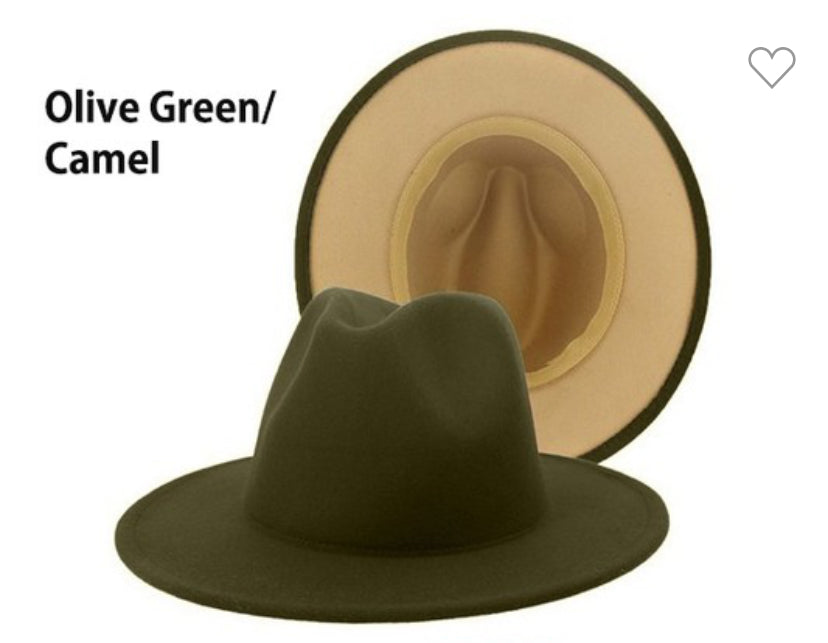 Olive camel bottom 58cm fedora
