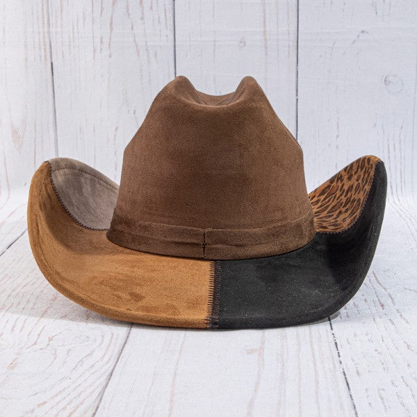 Leopard print color block cowboy hat