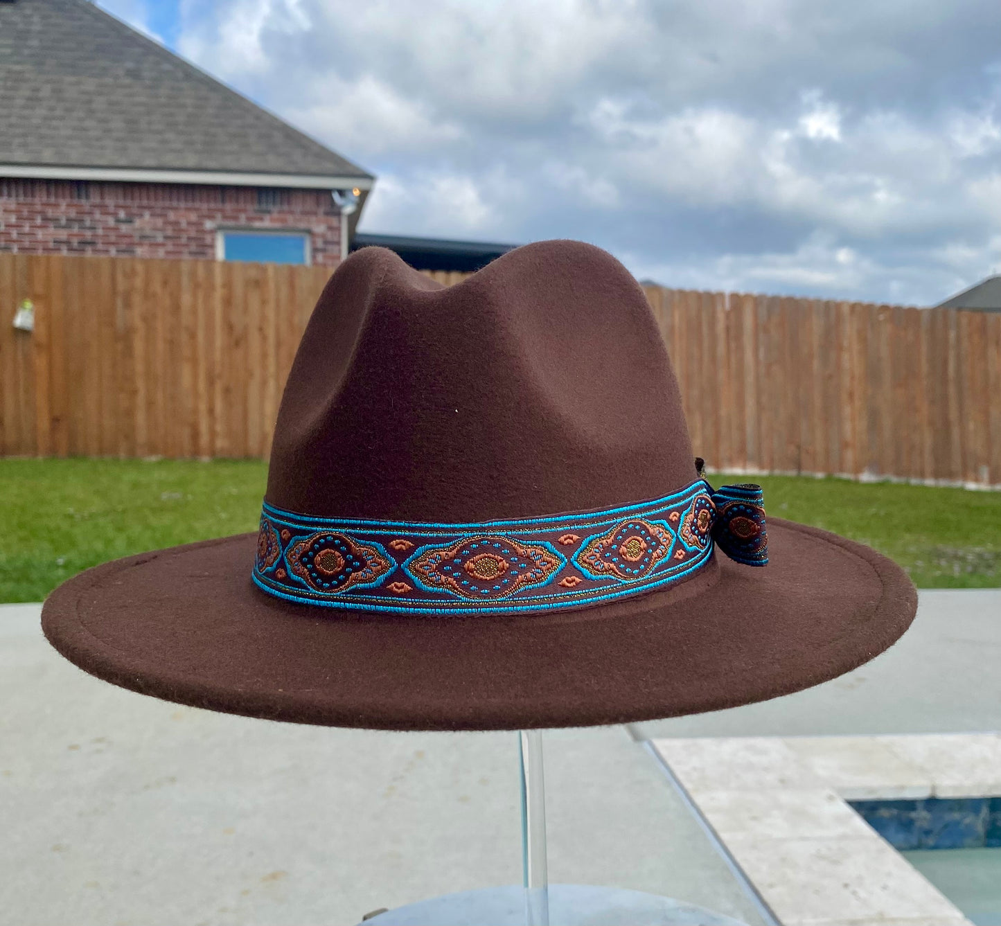 Fedoras Solid Color Modern Colors Unisex Stylish blue trim accessory