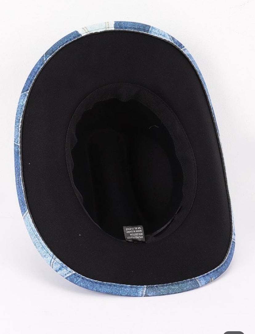 Cotton denim print cowboy hat