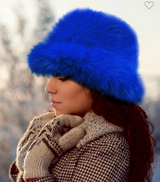 Fluffy Faux Fur Adjustable Strap Winter Bucket
Hat