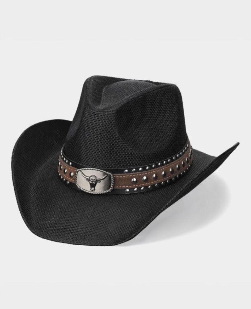 Boho Oval Steer Head Faux Leather