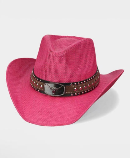 Boho Oval Steer Head Faux Leather