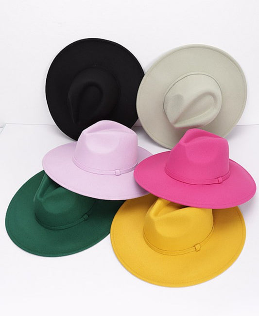 Faux Wool Leo Band Fedora Hat
