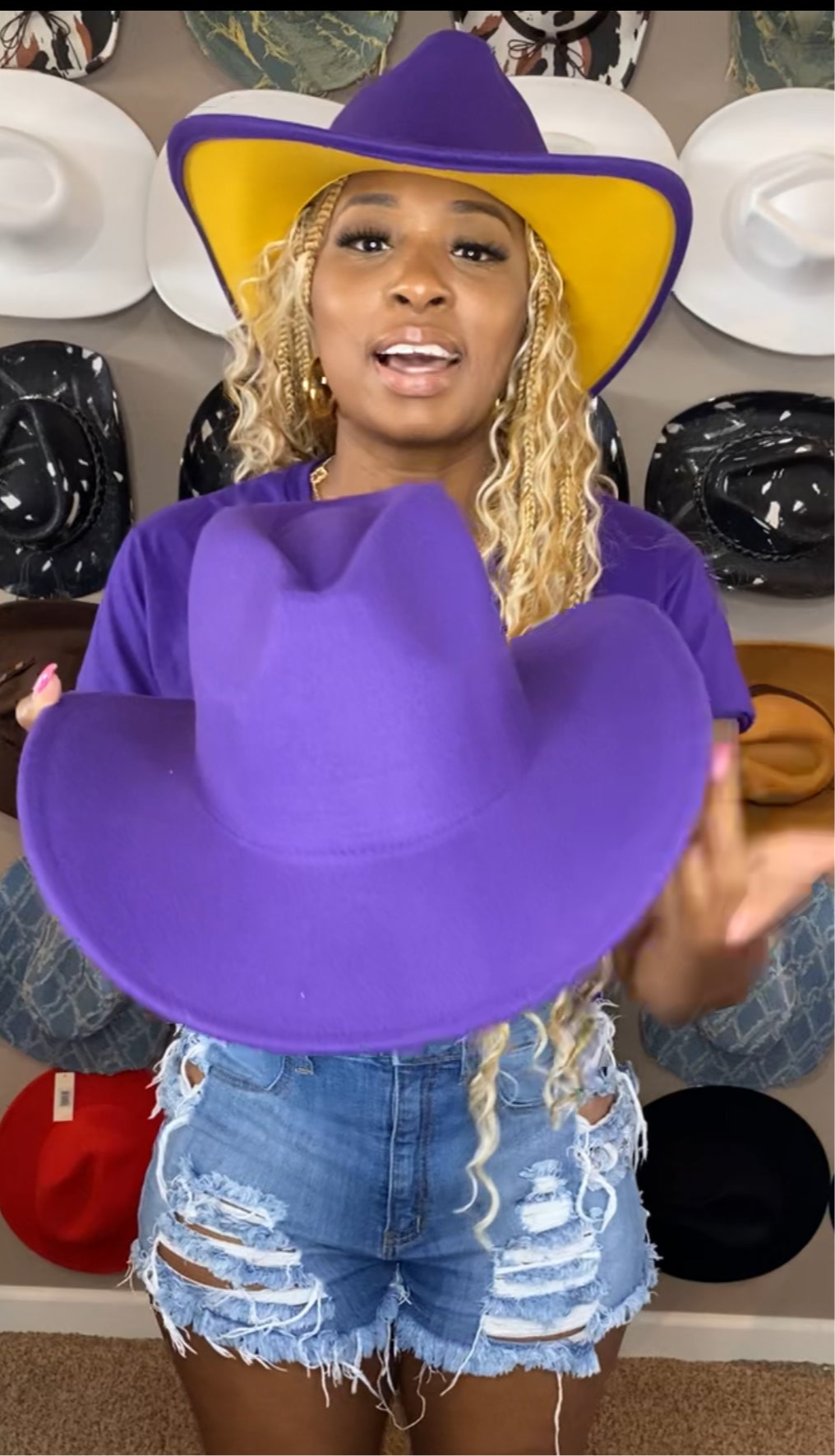 Purple mustard bottom cowboy hat 58 cm & 60cm
