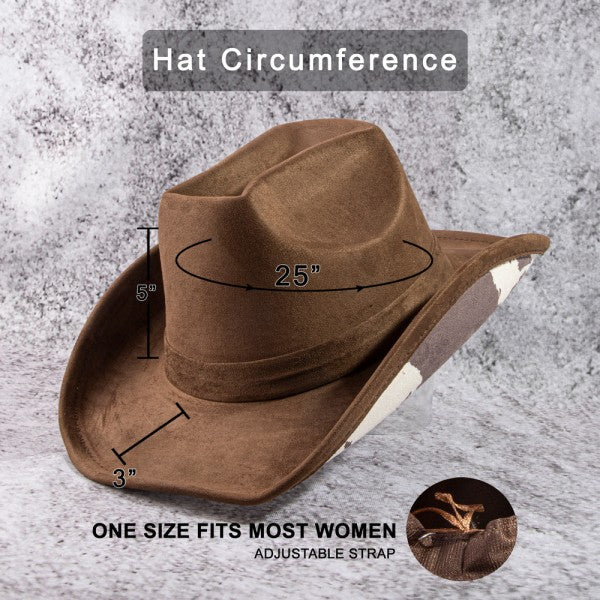 Cow print under brim cowboy