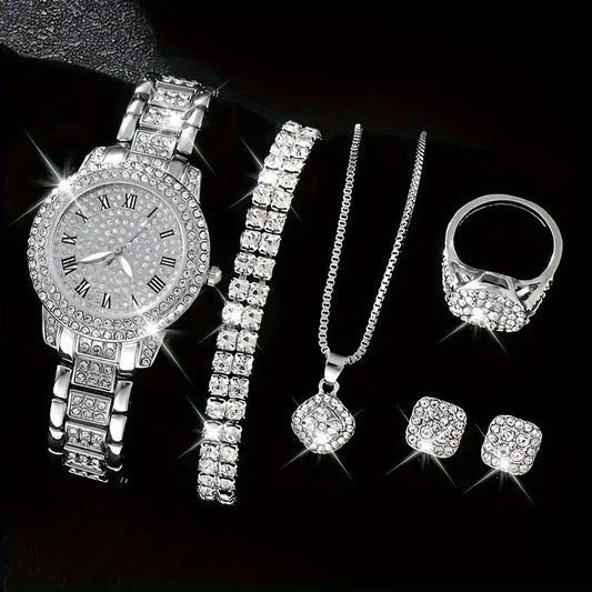 Elegant Quartz Watch and Rhinestone Gift Set: A Perfect Surprise for Her