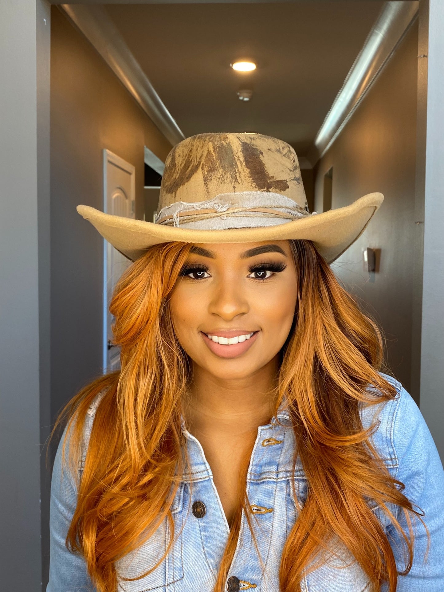 Light Brown Vintage Versatile Shapeable Cowgirl & Fedora Hat