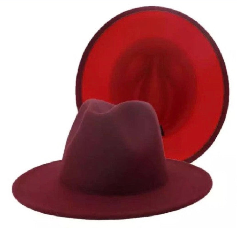 Red Bottom Fedora set with hat shaper Standard Brim Unisex for Women Men 58cm