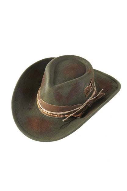Green Vintage Versatile Shapeable Cowgirl & Fedora Hat