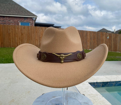 Stylish tan 58cm cowboy hats