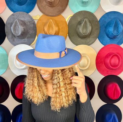 Trendy Trim Wide Brim Fedora Hat with Hat Band and Bow Collection