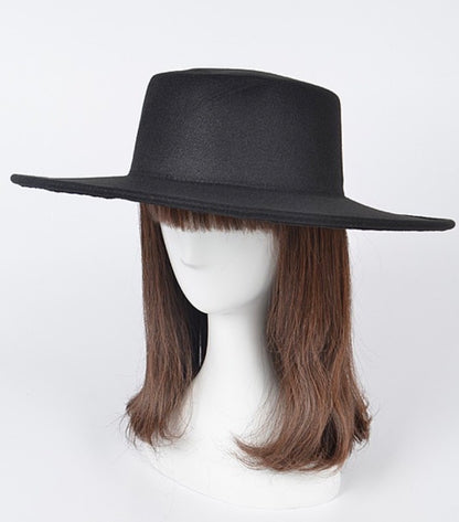 Wide brim flat top hat