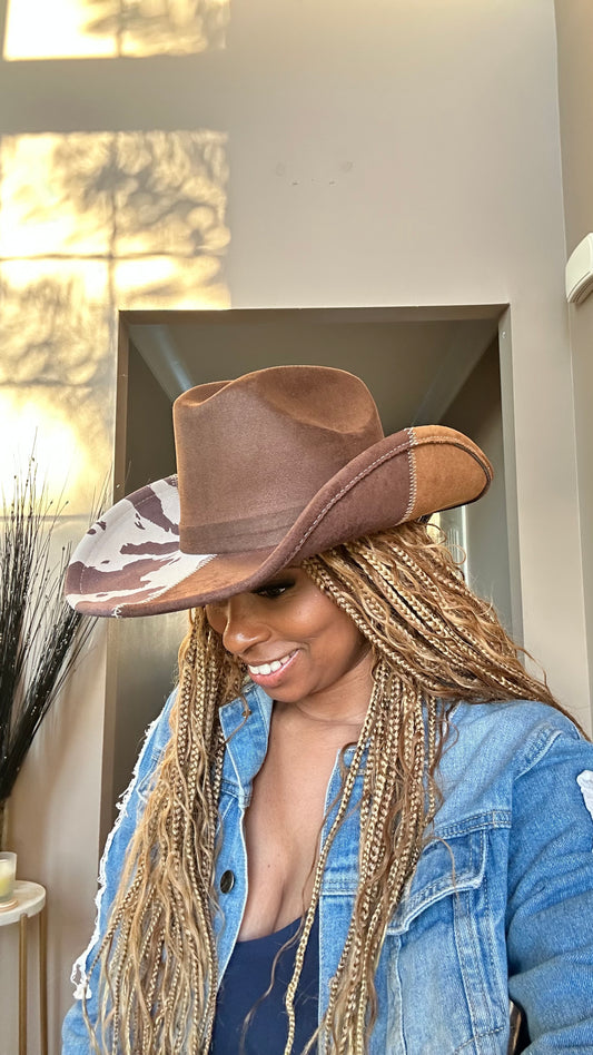 Western Color Block Cowboy Hat Size 58cm M-L