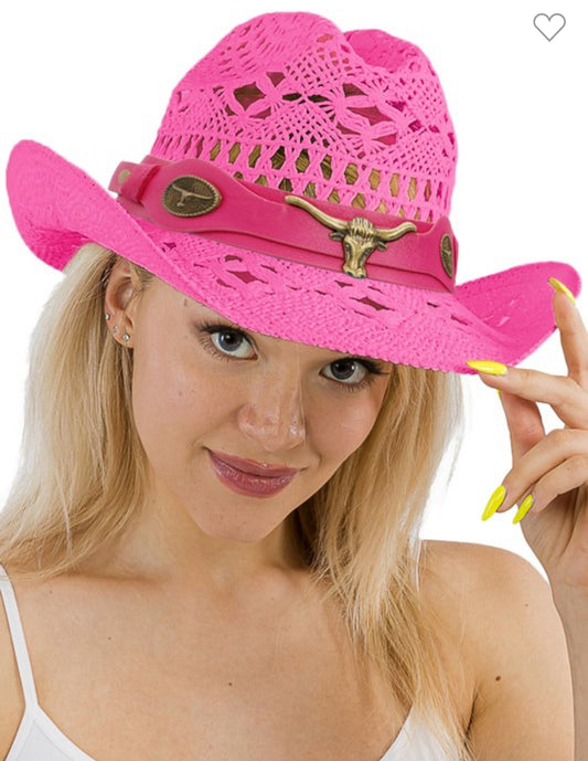 Longhorn Belt Quarterhorse Crochet Cowboy Hat