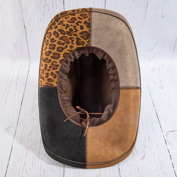 Leopard print color block cowboy hat