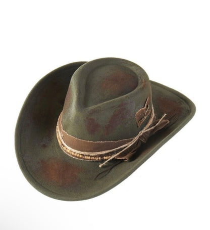 Green Vintage Versatile Shapeable Cowgirl & Fedora Hat
