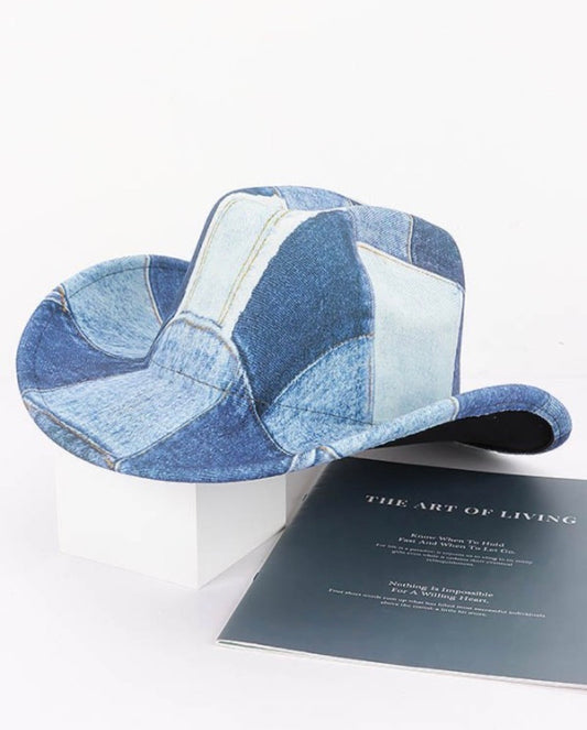Cotton denim print cowboy hat