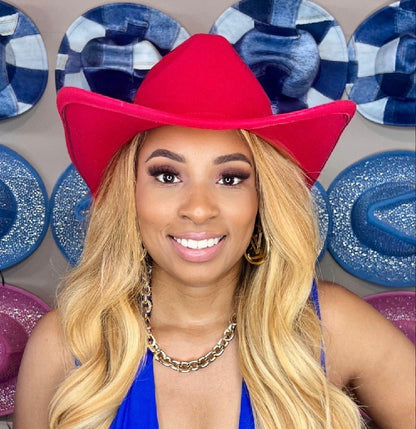 58cm red cowboy hat set