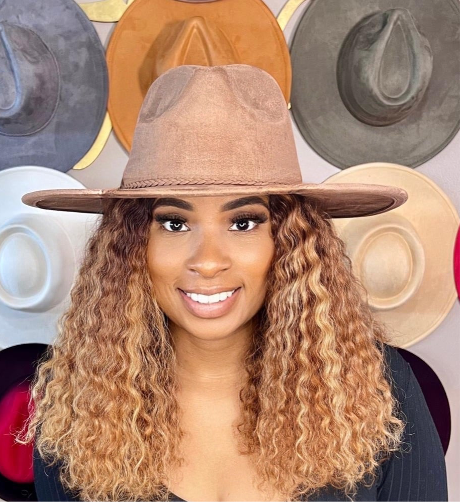 Classic Faux Suede Wide Collection Unisex Fedora Hats Size 60cm Extra Large w/o accessory