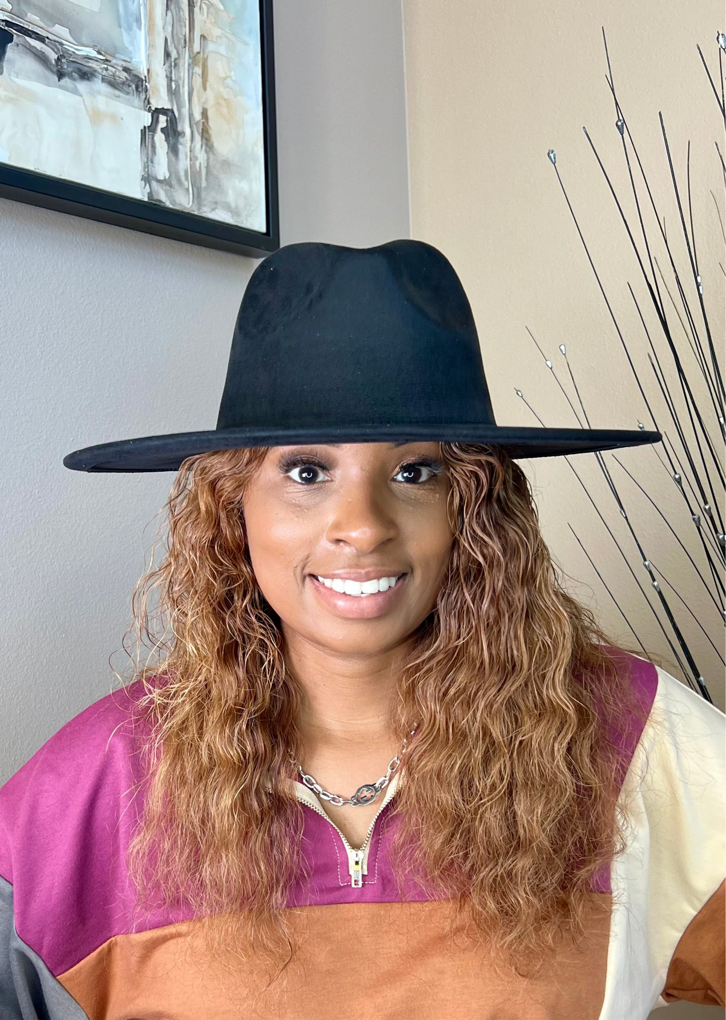 Classic Faux Suede Wide Collection Unisex Fedora Hats Size 60cm Extra Large w/o accessory