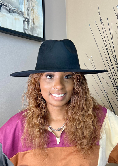 Classic Faux Suede Wide Collection Unisex Fedora Hats Size 60cm Extra Large w/o accessory