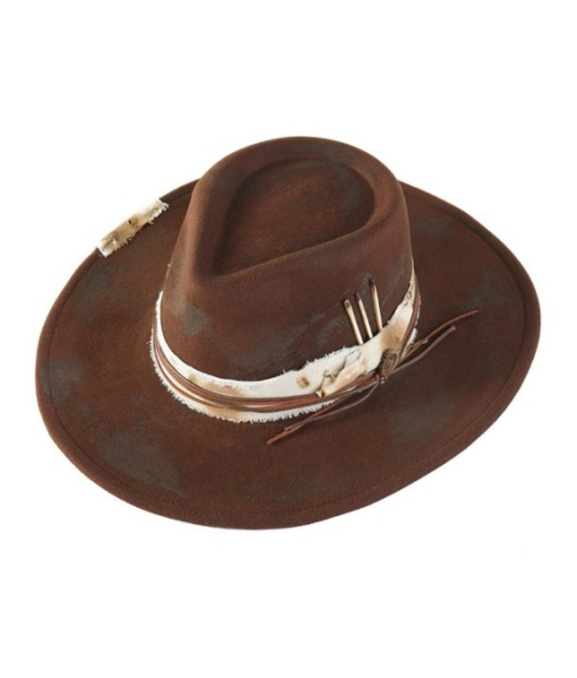 Brown match stick Vintage Versatile Shapeable Cowgirl & Fedora Hat