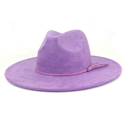 Classic Faux Suede Wide Collection Unisex Fedora Hats Size 60cm Extra Large w/o accessory