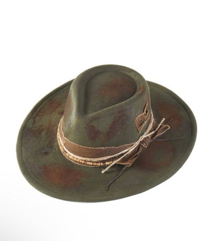 Green Vintage Versatile Shapeable Cowgirl & Fedora Hat