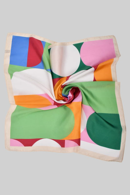 ABSTRACT GEO SHAPED COLORFUL SILKY
SQUARE SCARF
