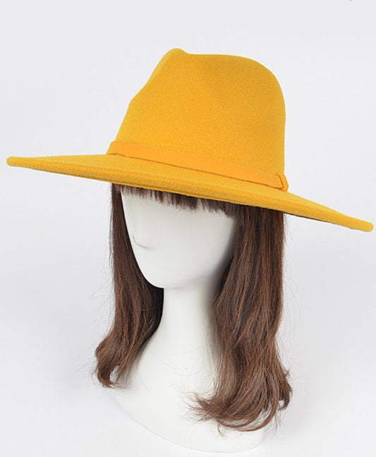 Faux Wool Leo Band Fedora Hat