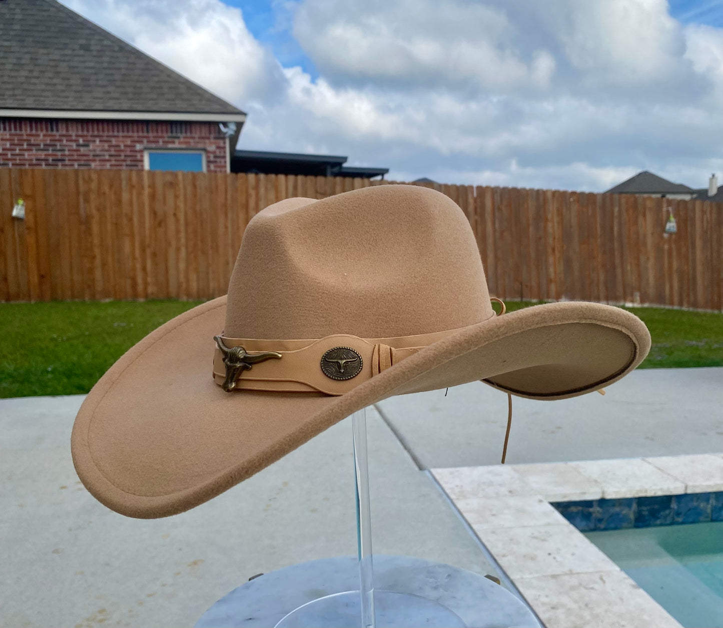 Stylish tan 58cm cowboy hats