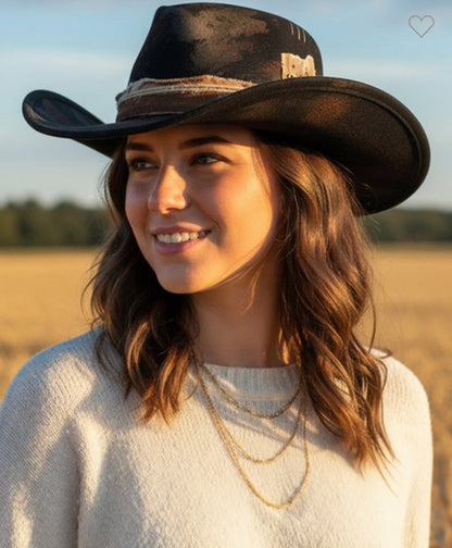 Vintage Versatile BLACK Shapeable Cowgirl & Fedora Hat