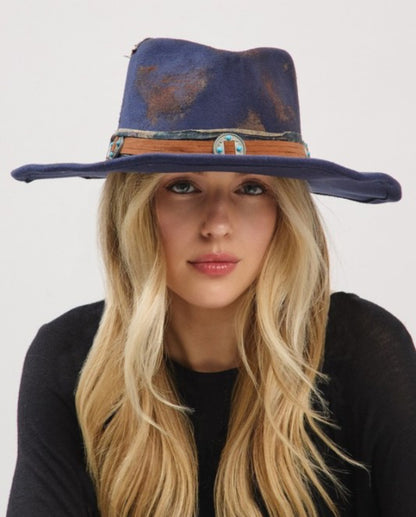 Blue Vintage Versatile Shapeable Cowgirl & Fedora Hat