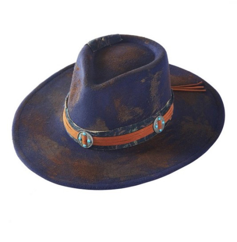 Blue Vintage Versatile Shapeable Cowgirl & Fedora Hat
