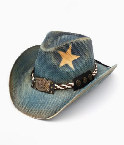 Cowboy Hat With Brass-Cplored Eagle Buckle