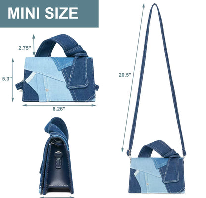 Denim Patchwork Cross Body Womens Bag