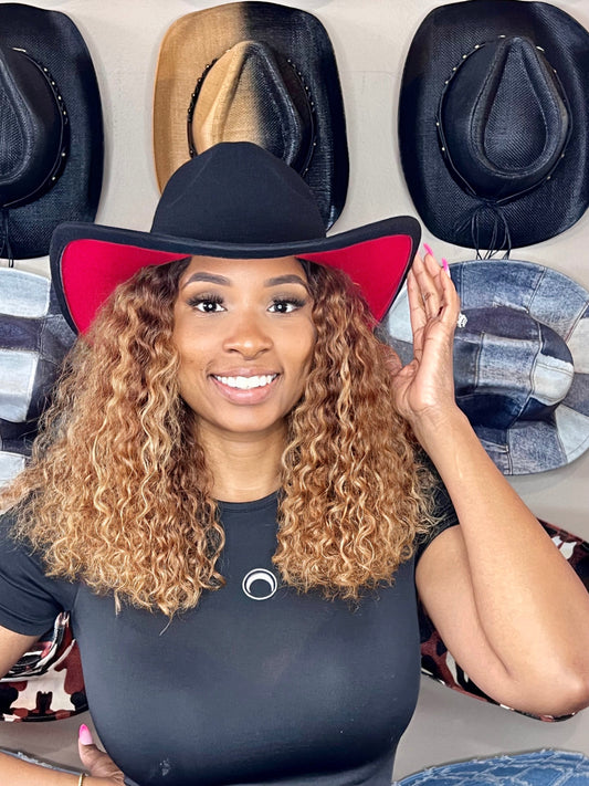 Red Bottom Cowboy Style Hat Unisex 60cm XL and 58cm M/L