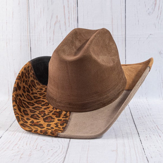 Leopard print color block cowboy hat