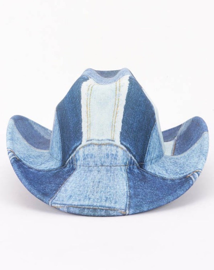 Cotton denim print cowboy hat