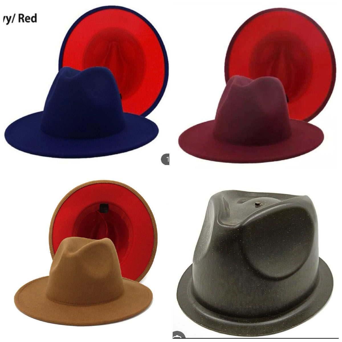 Red Bottom Fedora set with hat shaper Standard Brim Unisex for Women Men 58cm