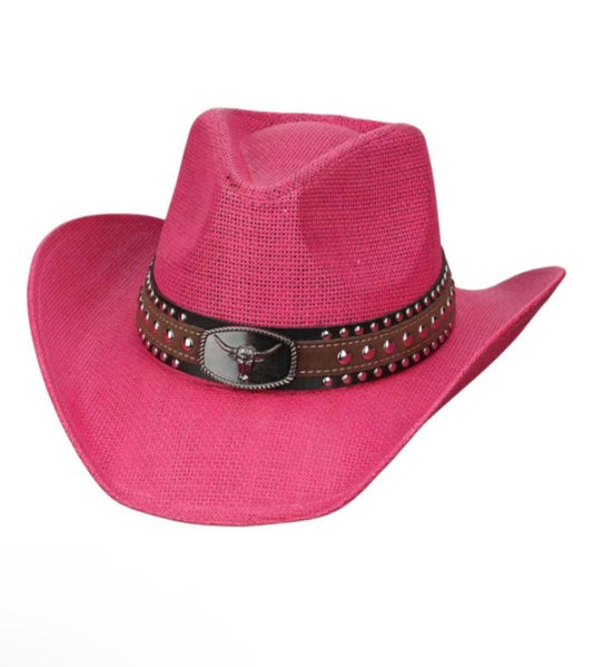 Boho Oval Steer Head Faux Leather