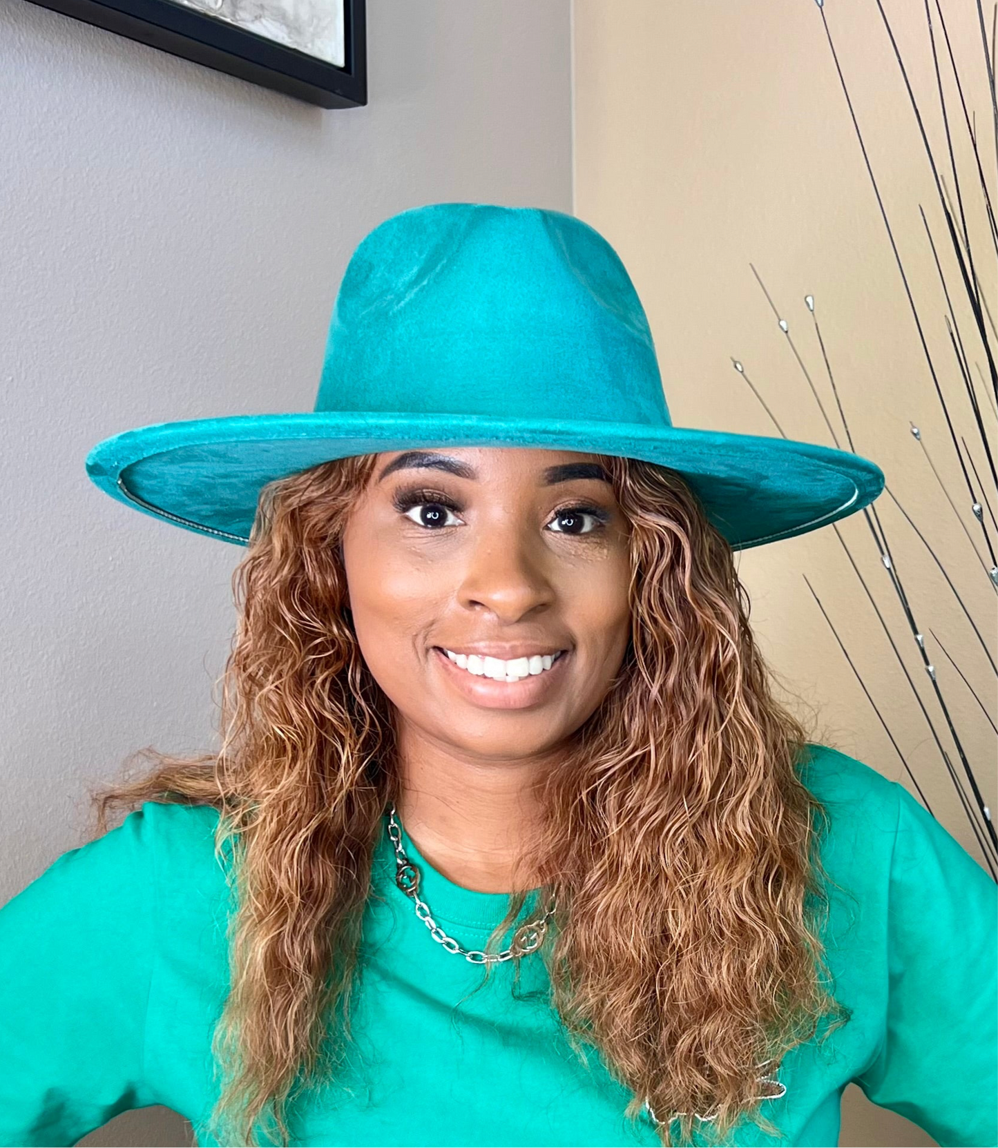 Classic Faux Suede Wide Collection Unisex Fedora Hats Size 60cm Extra Large w/o accessory